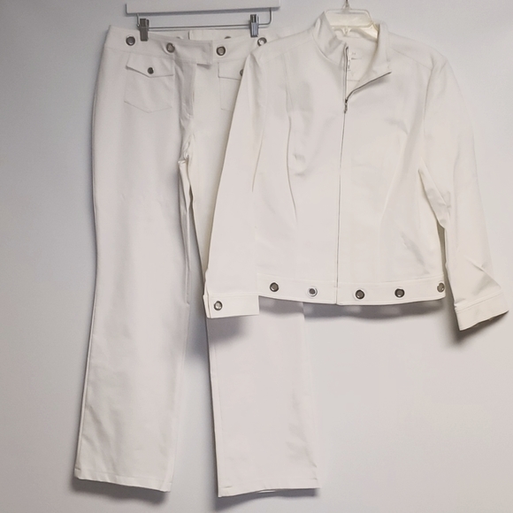 VINTAGE Escada White Moto 2 Piece Pants Suit Set Size 44 (Large) - Picture 5 of 10